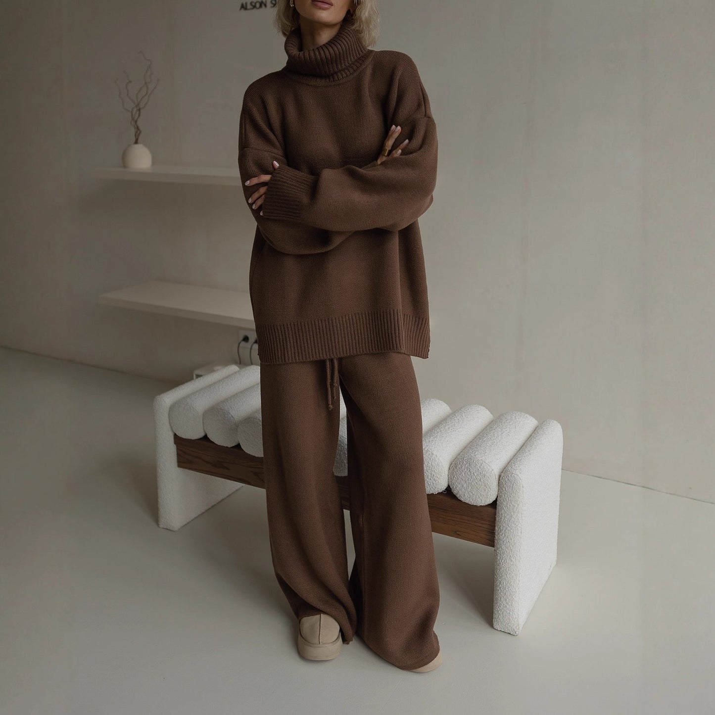 Women's cozy oversized sweater with high collar NOVAE