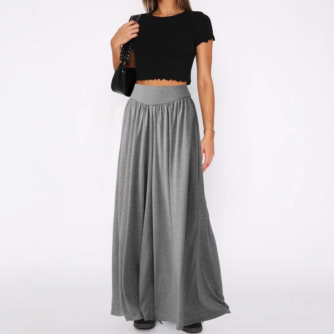 Women's wide-leg jersey trousers with a high waist NOVAE