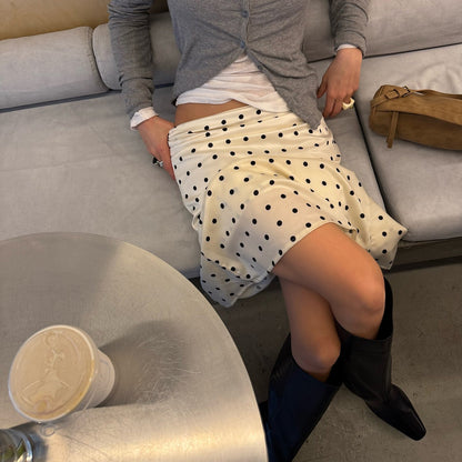 Women's fashionable midi skirt with elegant polka dot design and high slit NOVAE