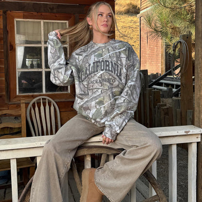 Women's casual sweatshirt with artistic camouflage pattern NOVAE