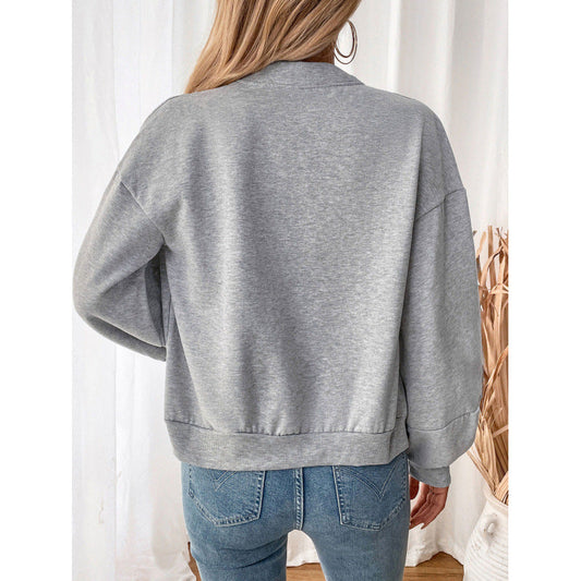 Women's sporty sweatshirt jacket with voluminous sleeves and high collar NOVAE