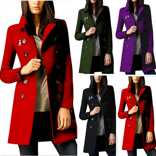Women's fashionable short coat with double button placket and side zippers NOVAE