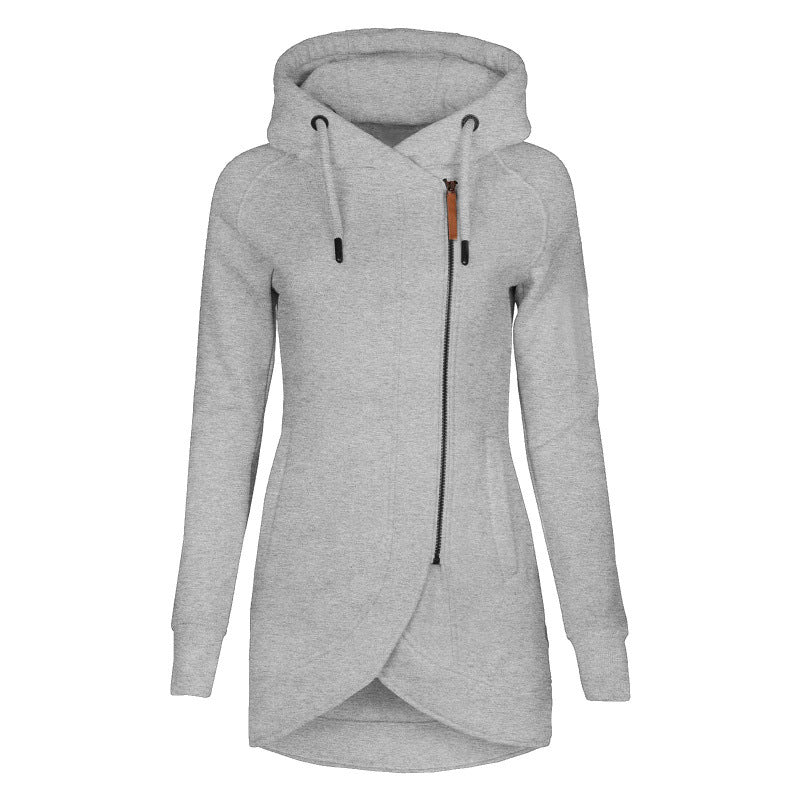 Women's casual hooded coat with asymmetrical cut NOVAE