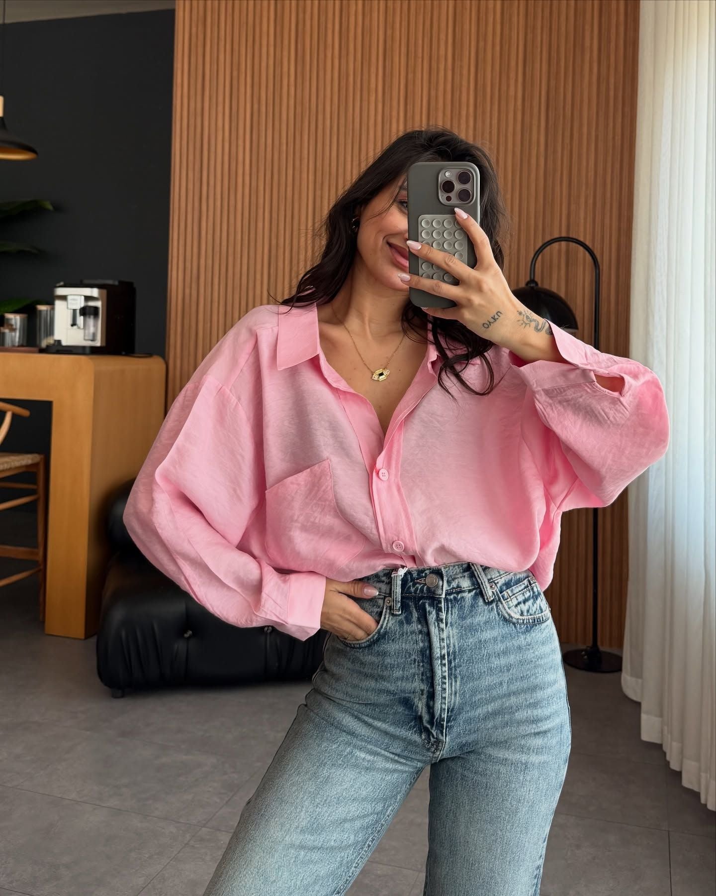 Women's oversized blouse shirt in soft linen fabric NOVAE