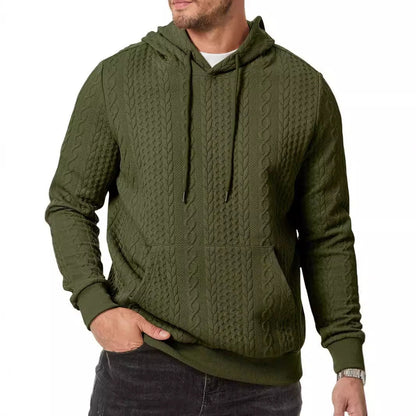 Men's hooded sweatshirt with textured cable knit pattern NOVAE