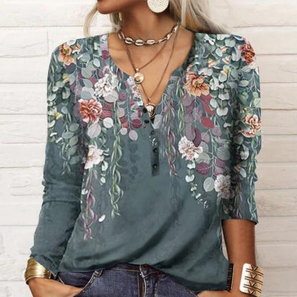 Women's long-sleeved casual shirt with playful pattern NOVAE