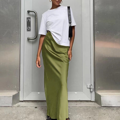 Women's elegant maxi dress with asymmetrical cut and decorative overlay NOVAE