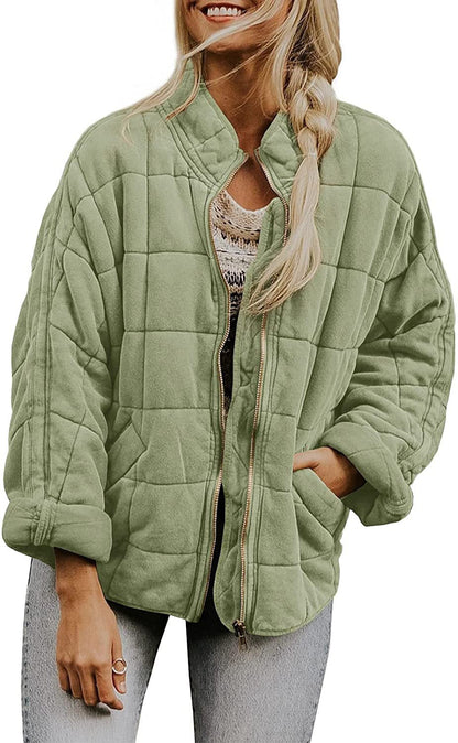 Women's quilted hooded jacket with zipper and pockets NOVAE