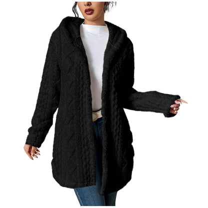 Women's Cozy Hooded Cardigan Jacket in Soft Fleece NOVAE