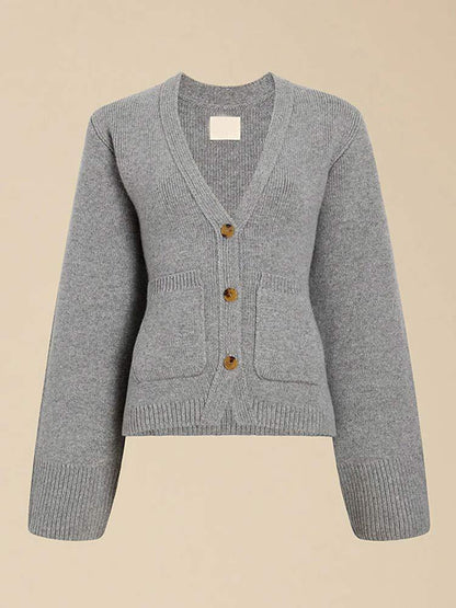 Women's casual knit cardigan with chic button placket and practical pockets NOVAE