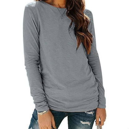 Women's casual long-sleeved shirt with decorative ruching NOVAE