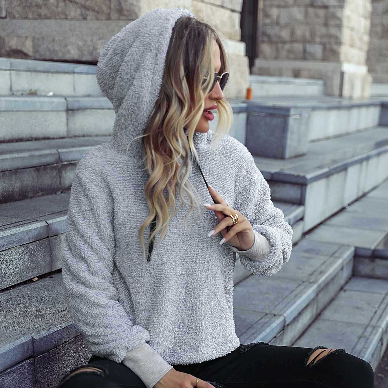 Women's Cozy Teddy Fleece Hoodie NOVAE