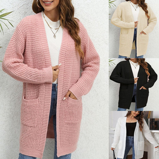Women's knitted cardigan with patch pockets and a relaxed fit NOVAE