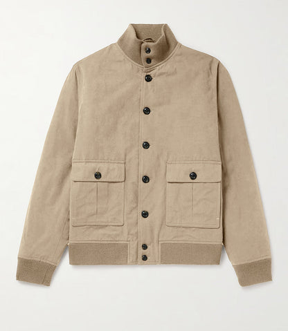 Men's elegant suede jacket with practical collar and patch pockets NOVAE