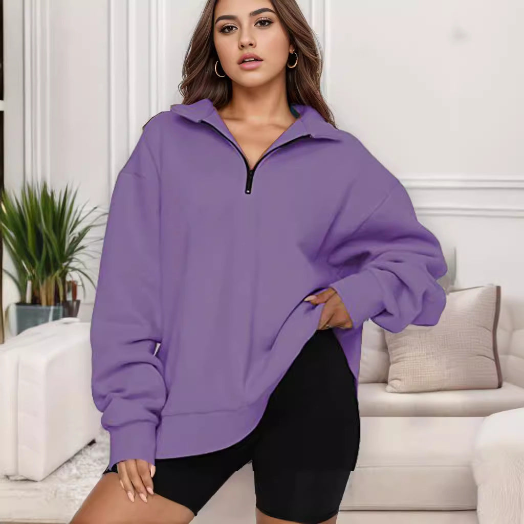Women's Oversized Sweatshirt with Stand-Up Collar NOVAE