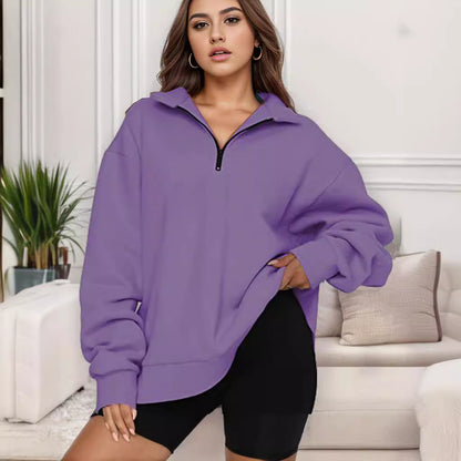 Women's Oversized Sweatshirt with Stand-Up Collar NOVAE