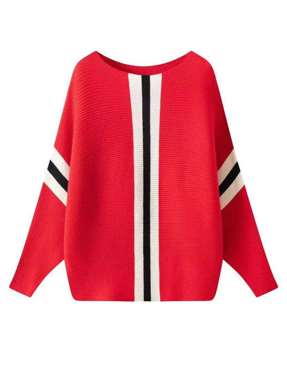 Women's chunky knit sweater with modern stripes NOVAE