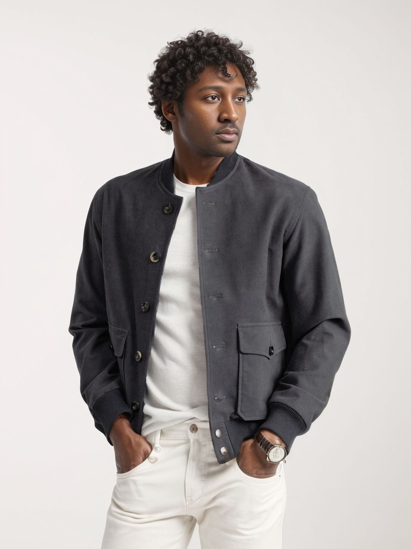 Men's casual bomber jacket made of high-quality material with practical pockets NOVAE