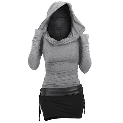 Women's hoodie dress with wrap collar and figure-hugging cut NOVAE