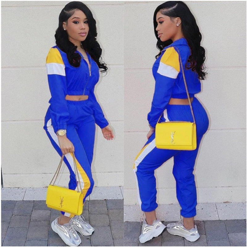 Women's sporty tracksuit with colorblock design and elastic waistband NOVAE