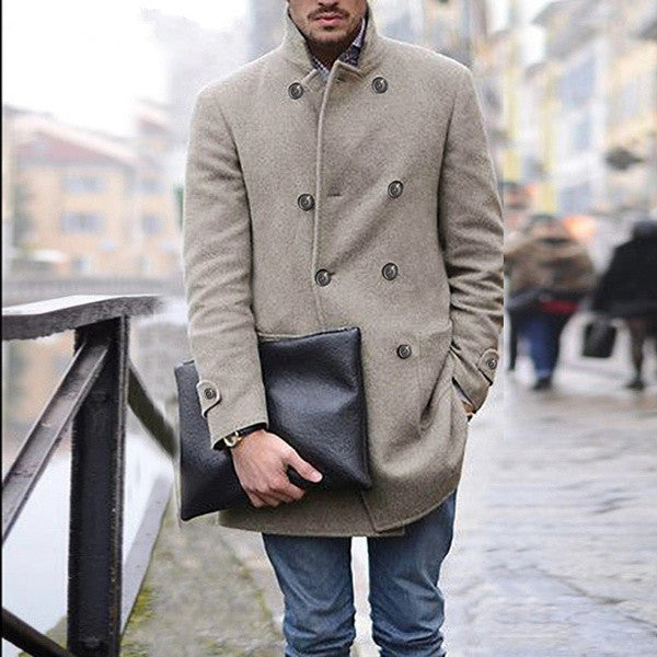 Men's elegant wool duffle coat with double-breasted buttons and practical pockets NOVAE