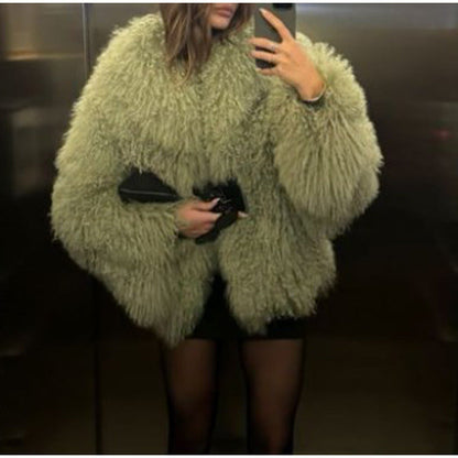 Women's Cozy Teddy Jacket in an Oversized Cut with Voluminous Sleeves NOVAE