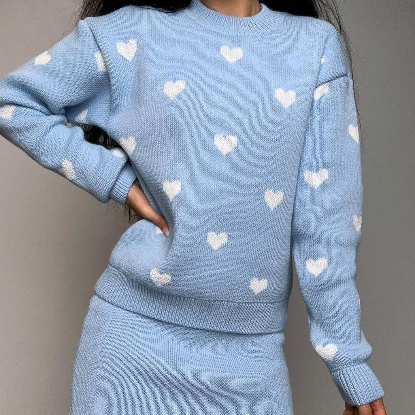 Women's casual knit sweater with heart motif NOVAE