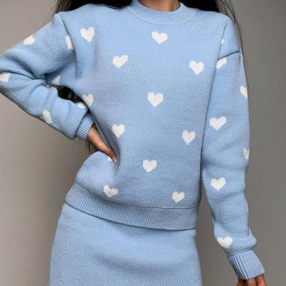 Women's casual knit sweater with heart motif NOVAE