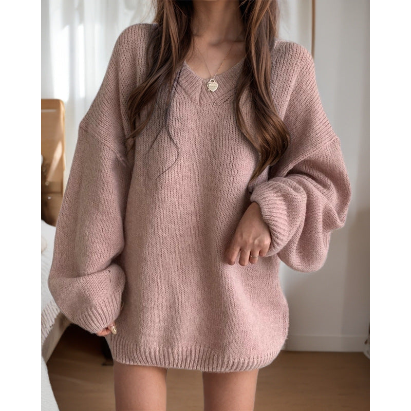 Women's Oversized V-Neck Wide Sleeve Knit Sweater NOVAE