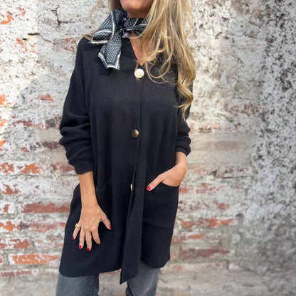 Women's fashionable cardigan with practical pockets and button closure NOVAE