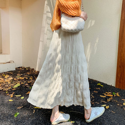 Women's maxi skirt with sophisticated ribbed design and elasticated waistband NOVAE