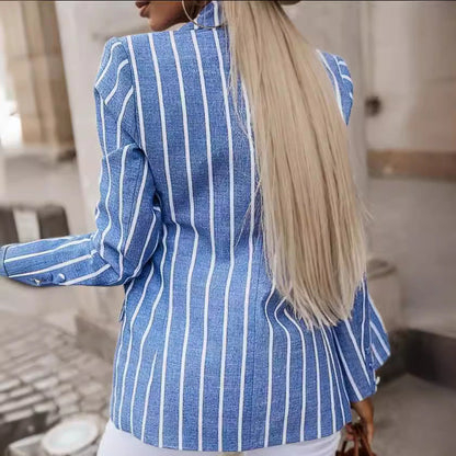 Women's Elegant Striped Blazer with Tailored Cut and Long Sleeves NOVAE