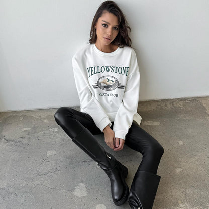 Women's casual sweatshirt with a creative mountain motif and comfortable cut NOVAE