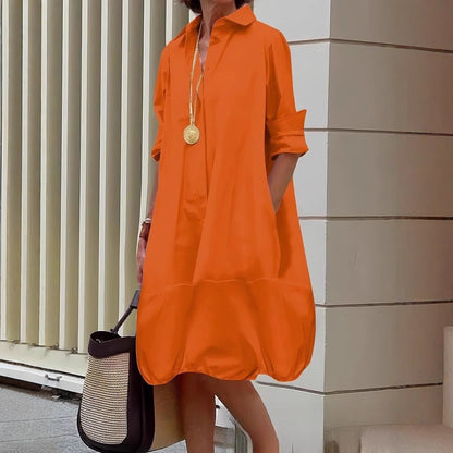 Women's Casual Shirt Dress with Wide Hem NOVAE