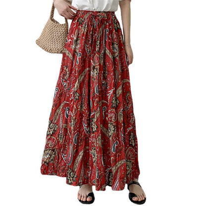 Women's maxi skirt with floral paisley patterns and elastic waistband NOVAE
