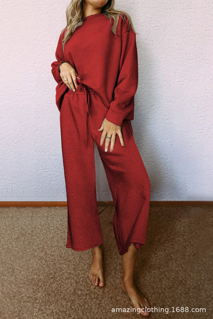 Women's leisure suit with elasticated waistband and geometric pattern NOVAE