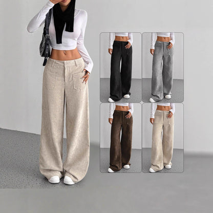 Women's wide-leg corduroy trousers with practical pockets NOVAE