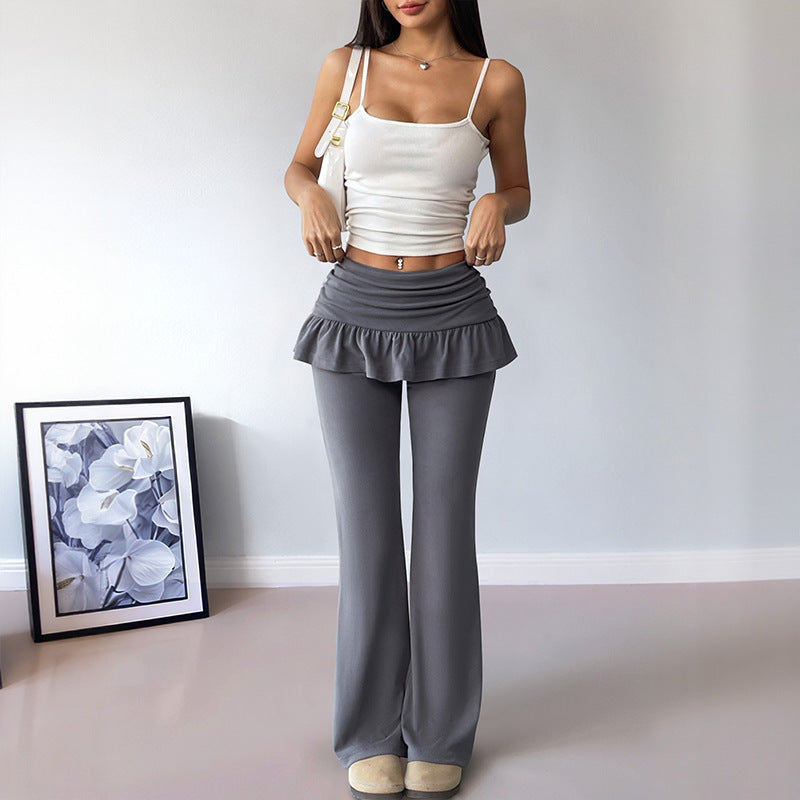 Women's leisure trousers with a flounced waistband and wide leg NOVAE
