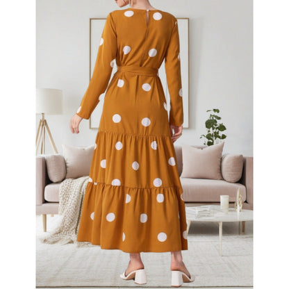 Women's maxi dress with colorful polka dot pattern and waist belt NOVAE