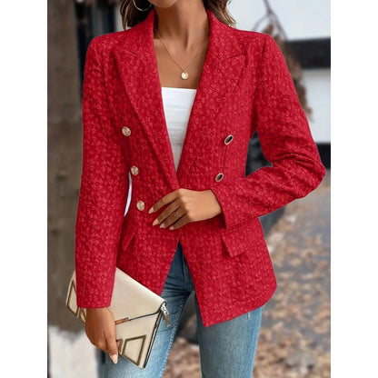 Women's Elegant Blazer with Textured Pattern and Double Button Placket NOVAE