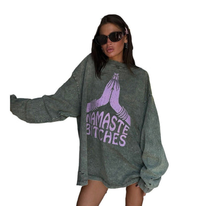 Women's oversized sweatshirt with creative lettering and a relaxed fit NOVAE