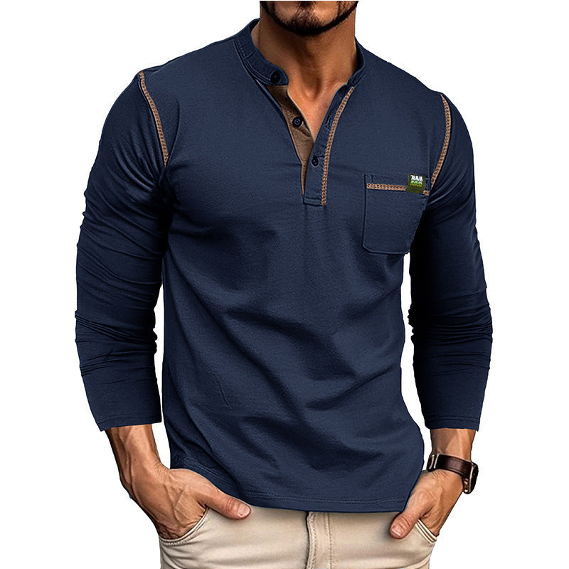 Men's long-sleeved shirt with button placket and chest pocket NOVAE