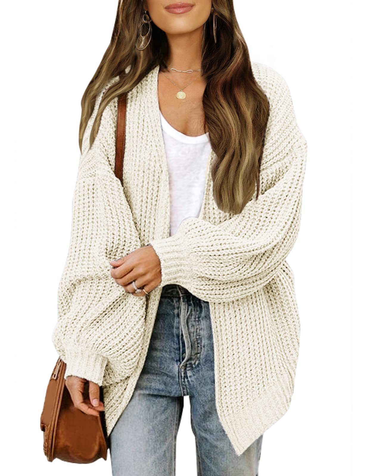Women's Delicate Chunky Knit Cardigan with Iridescent Sleeves NOVAE