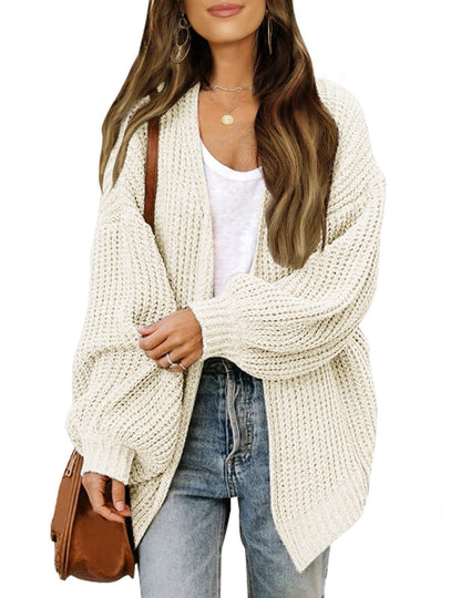 Women's Delicate Chunky Knit Cardigan with Iridescent Sleeves NOVAE
