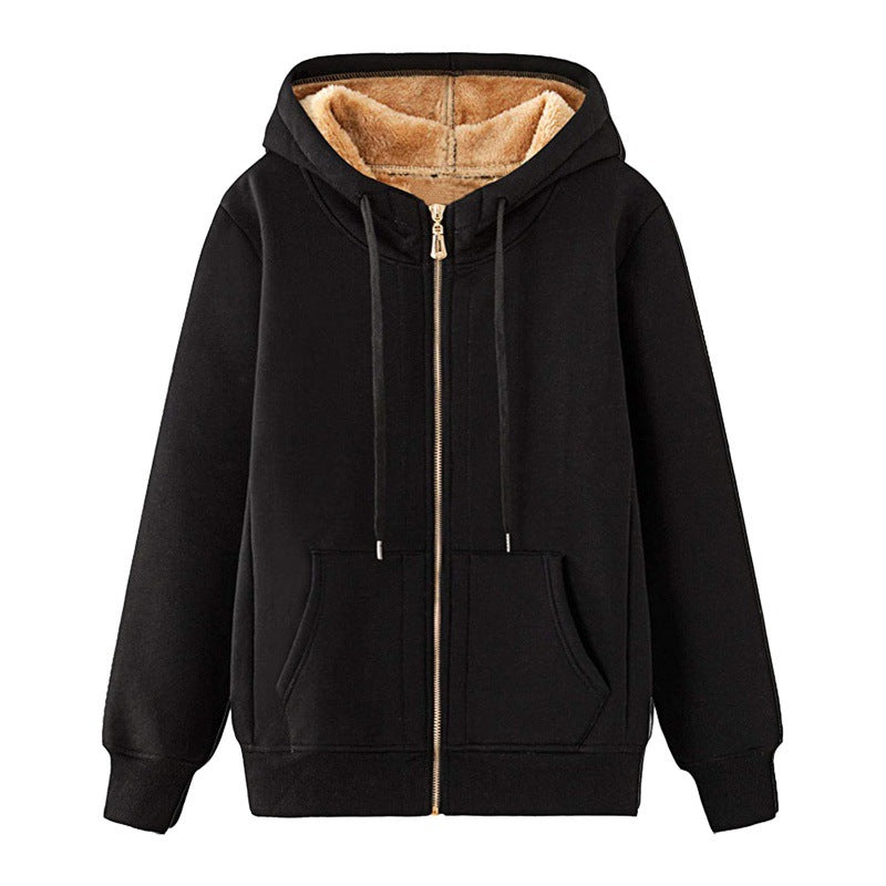 Women's fleece-lined hooded jacket with practical pockets NOVAE