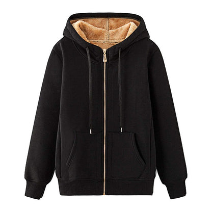 Women's fleece-lined hooded jacket with practical pockets NOVAE