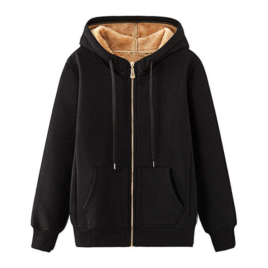 Women's fleece-lined hooded jacket with practical pockets NOVAE