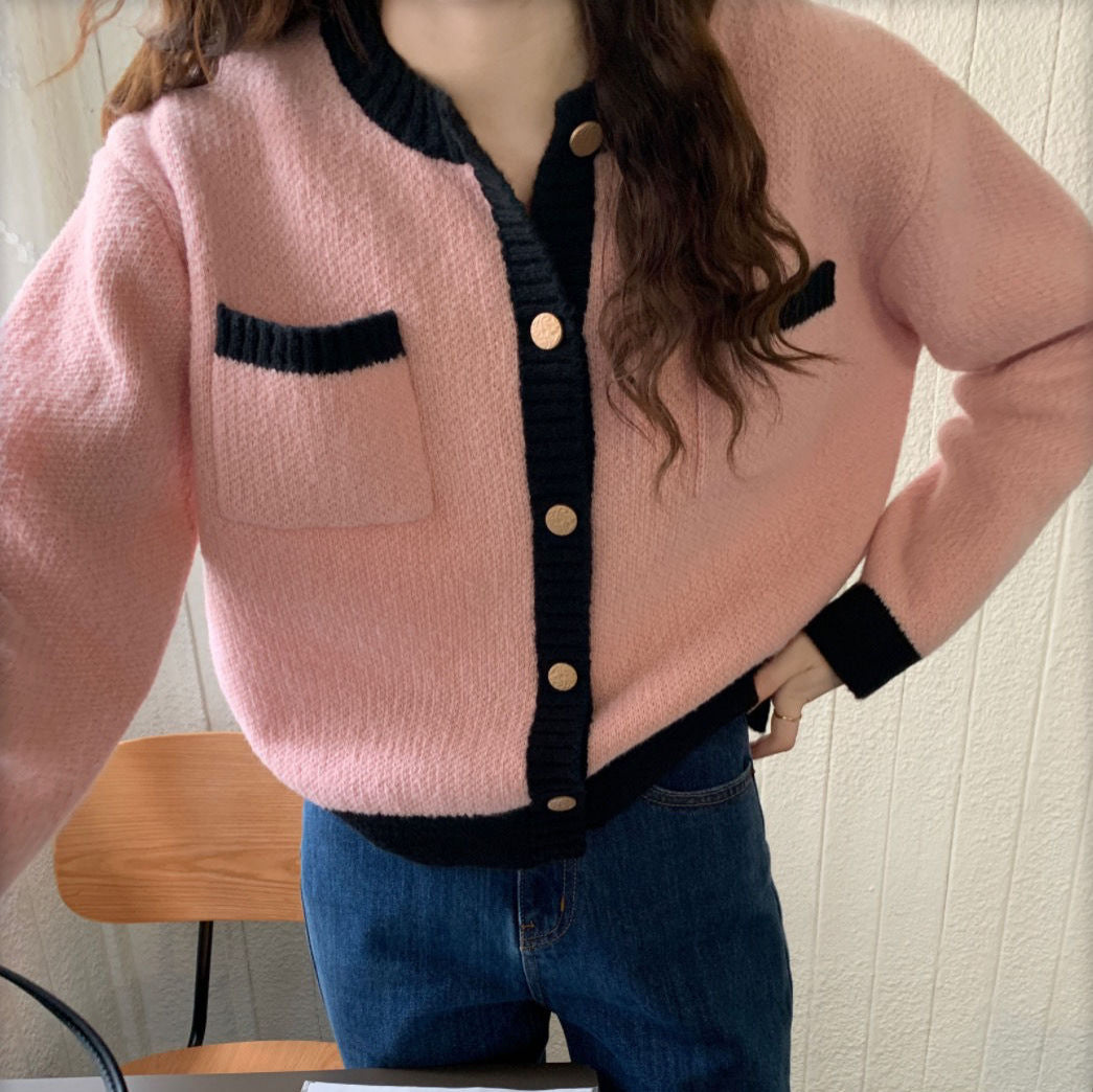 Women's cardigan with high-quality details and fashionable two-tone design NOVAE