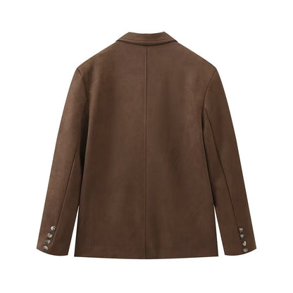 Women's elegant faux leather jacket with patch pockets NOVAE