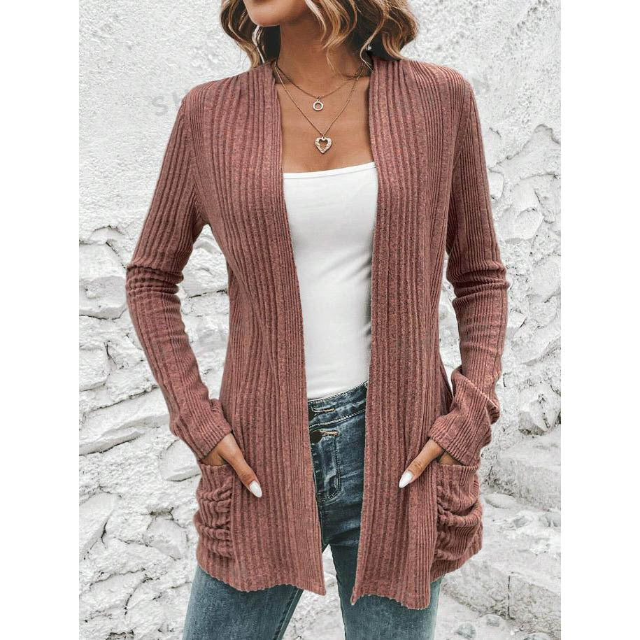 Women's cardigan with open design and practical pockets NOVAE